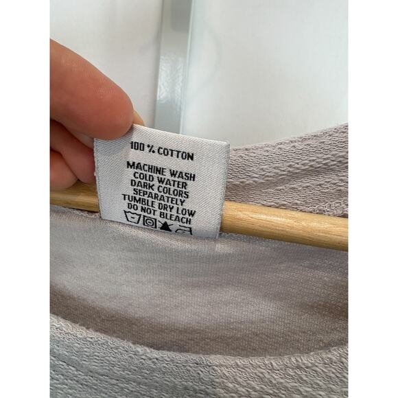 CMC COLOR ME COTTON M Textured Knit Pullover Top 3/4 Sleeve Hi Low Hem Gray USA - Picture 5 of 6